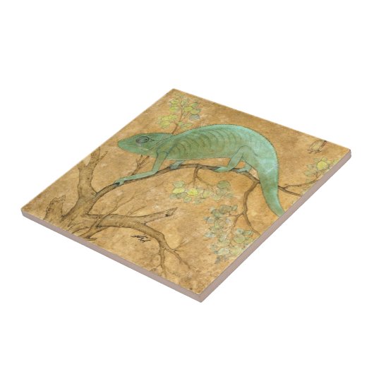 Chameleon (Lizard) (Reptil) (Moghul Art) (asiatisc Fliese (Seite)