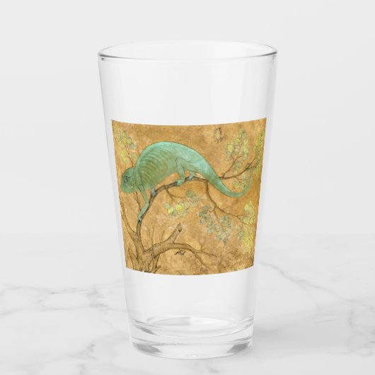 Chameleon (Lizard) (Reptil) (Moghul Art) (asiatisc Glas (Vorderseite)