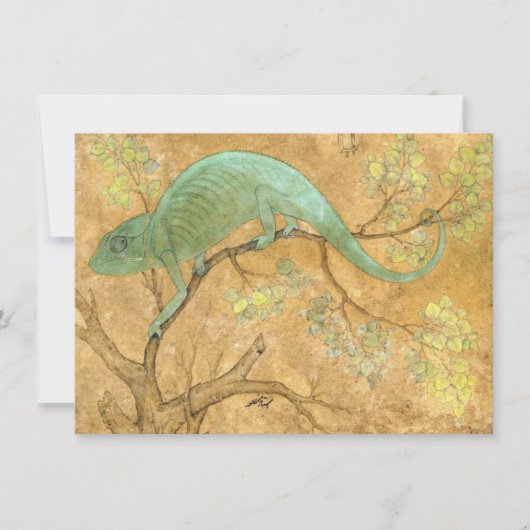 Chameleon (Lizard) (Reptil) (Moghul Art) (asiatisc Karte (Vorderseite)
