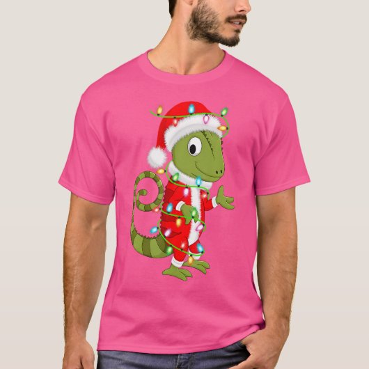 Chameleon Lover Xmas Lighting Santa Chameleon Chri T-Shirt (Vorderseite)