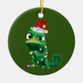 Chameleon mit Hat Scaft Weihnachten Keramik Ornament (Vorne)