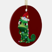 Chameleon mit Hutlicht Weihnachten Keramik Ornament (Rechts)