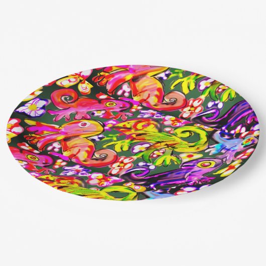 Chameleon Mix Farbe Pappteller (Schrägansicht)