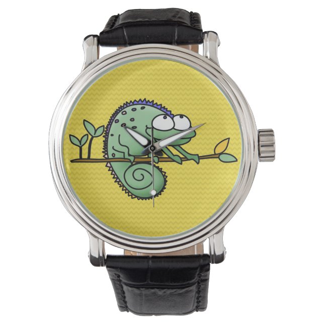 Chameleon Niedlich Funny Armbanduhr (Vorderseite)