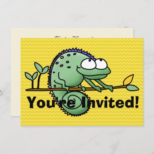 Chameleon Niedlich Funny Einladung (Vorne/Hinten)
