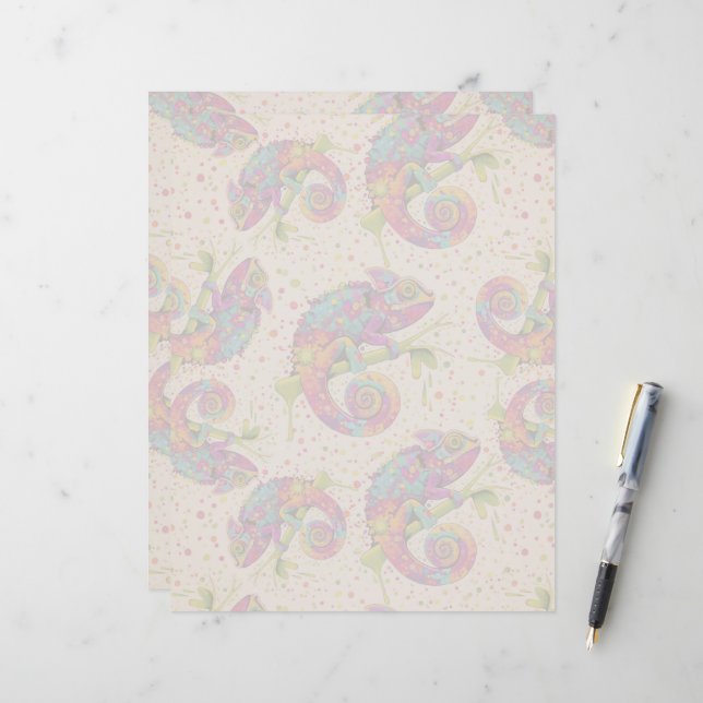 Chameleon Paint Stains Wasserfarbe Stil (Vorderseite/Rückseite Beispiel)