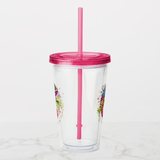 Chameleon Paint Stains Wasserfarbe Stil Acryltrinkbecher (Rechts)