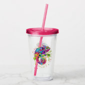 Chameleon Paint Stains Wasserfarbe Stil Acryltrinkbecher (Rückseite)