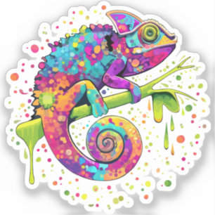 Chameleon Paint Stains Wasserfarbe Stil Aufkleber