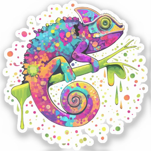 Chameleon Paint Stains Wasserfarbe Stil Aufkleber (Vorderseite)