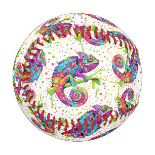 Chameleon Paint Stains Wasserfarbe Stil Baseball