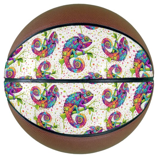 Chameleon Paint Stains Wasserfarbe Stil Basketball (Vorderseite)