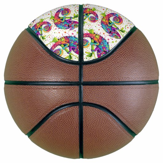 Chameleon Paint Stains Wasserfarbe Stil Basketball (Rechts)