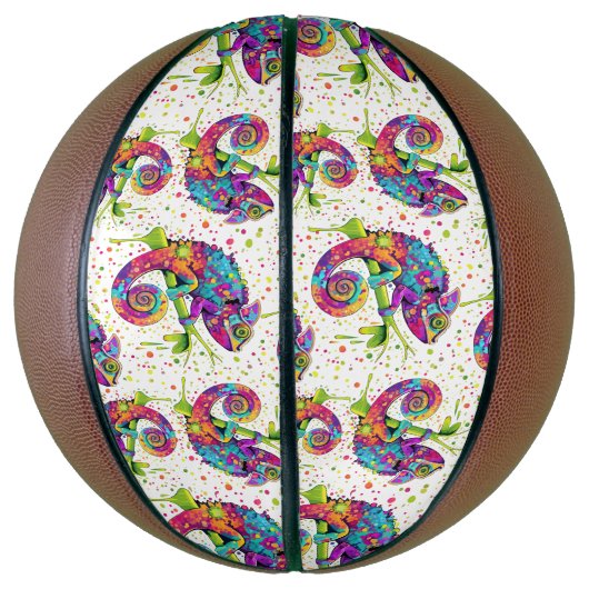 Chameleon Paint Stains Wasserfarbe Stil Basketball (Vertikal)