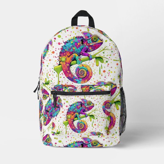 Chameleon Paint Stains Wasserfarbe Stil Bedruckter Rucksack (Vorderseite)