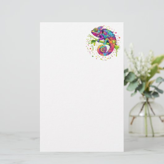 Chameleon Paint Stains Wasserfarbe Stil Briefpapier (Stehend Vorderseite)