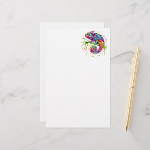 Chameleon Paint Stains Wasserfarbe Stil Briefpapier