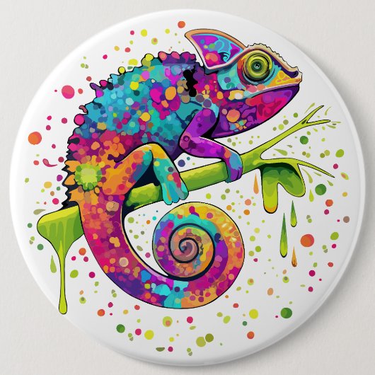 Chameleon Paint Stains Wasserfarbe Stil Button (Vorderseite)
