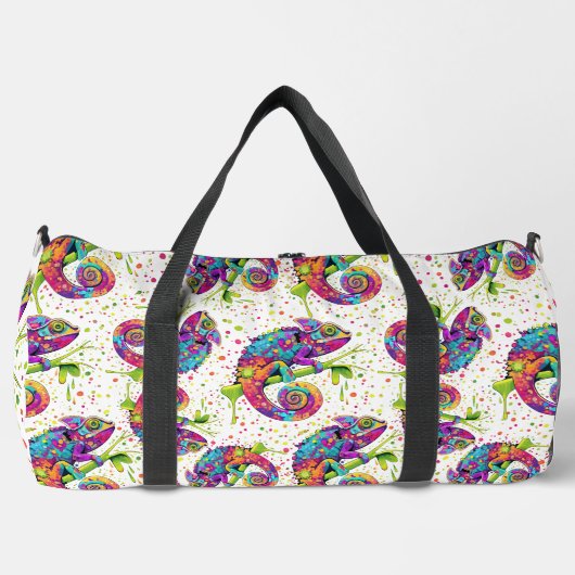 Chameleon Paint Stains Wasserfarbe Stil Duffle Bag (Vorderseite)