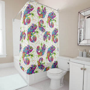 Chameleon Paint Stains Wasserfarbe Stil Duschvorhang