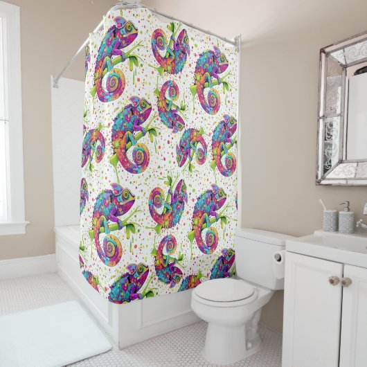 Chameleon Paint Stains Wasserfarbe Stil Duschvorhang (Beispiel)