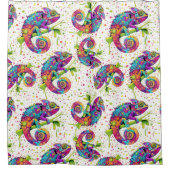 Chameleon Paint Stains Wasserfarbe Stil Duschvorhang (Vorderseite)