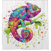 Chameleon Paint Stains Wasserfarbe Stil Duschvorhang (Vorderseite)