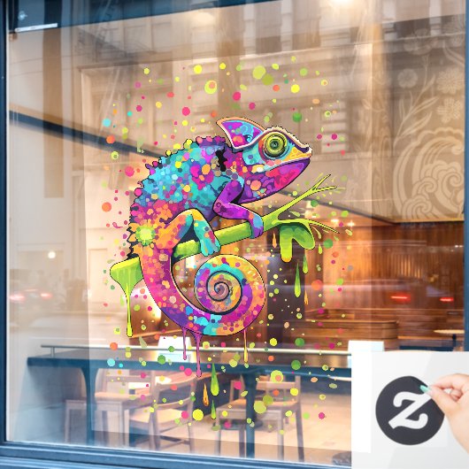 Chameleon Paint Stains Wasserfarbe Stil Fensteraufkleber (Café-Fenster)
