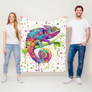 Chameleon Paint Stains Wasserfarbe Stil Fleecedecke