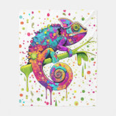 Chameleon Paint Stains Wasserfarbe Stil Fleecedecke (Vorderseite)