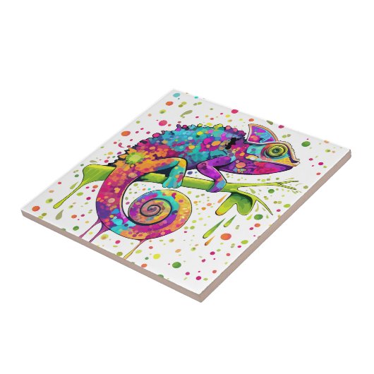 Chameleon Paint Stains Wasserfarbe Stil Fliese (Seite)