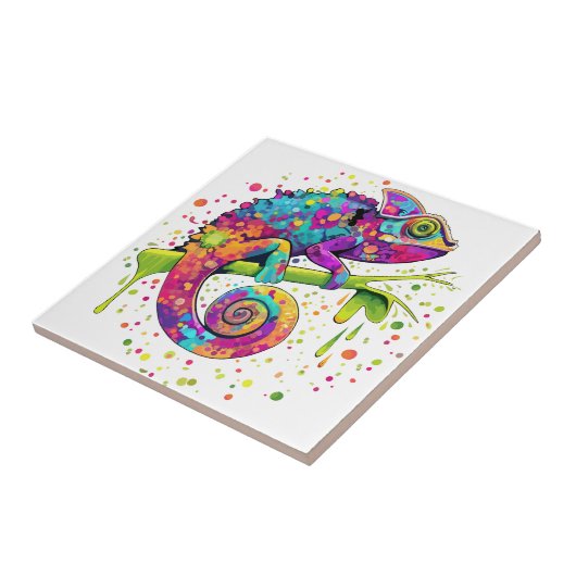 Chameleon Paint Stains Wasserfarbe Stil Fliese (Seite)