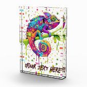 Chameleon Paint Stains Wasserfarbe Stil Fotoblock (Rechts)