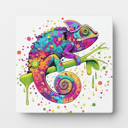Chameleon Paint Stains Wasserfarbe Stil Fotoplatte (Vorderseite)