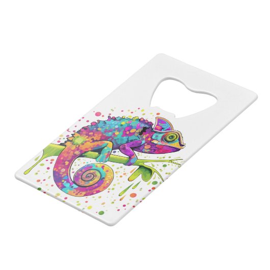 Chameleon Paint Stains Wasserfarbe Stil Geldbeutel Flaschenöffner (Vorderseite Schrägansicht)