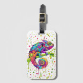 Chameleon Paint Stains Wasserfarbe Stil Gepäckanhänger (Vorderseite Vertikal)