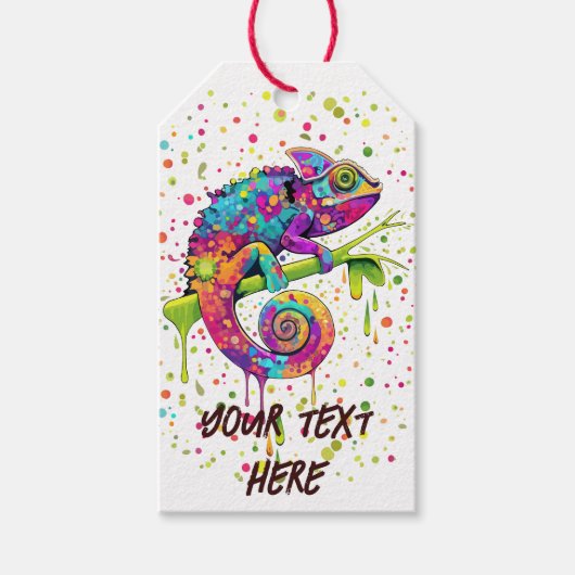 Chameleon Paint Stains Wasserfarbe Stil Geschenkanhänger (Vorderseite)