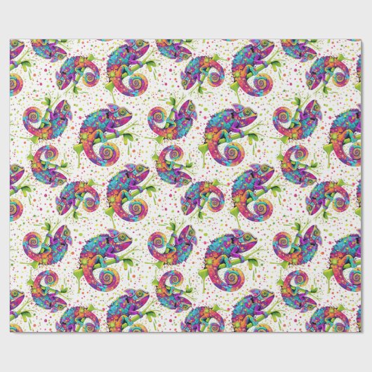 Chameleon Paint Stains Wasserfarbe Stil Geschenkpapier (Flach)