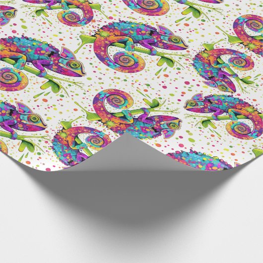 Chameleon Paint Stains Wasserfarbe Stil Geschenkpapier (Ecke)