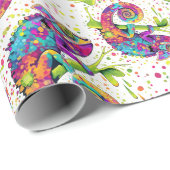 Chameleon Paint Stains Wasserfarbe Stil Geschenkpapier (Rolleneckpunkt)