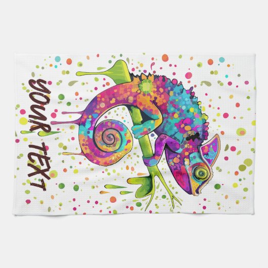 Chameleon Paint Stains Wasserfarbe Stil Geschirrtuch (Horizontal)