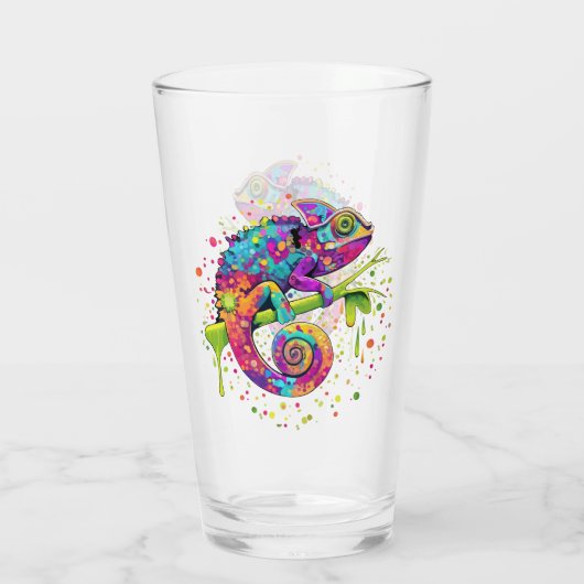 Chameleon Paint Stains Wasserfarbe Stil Glas (Rückseite)