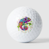 Chameleon Paint Stains Wasserfarbe Stil Golfball (Vorderseite)