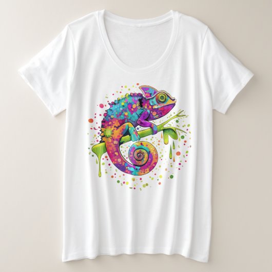 Chameleon Paint Stains Wasserfarbe Stil Große Größe T-Shirt (Design vorne)