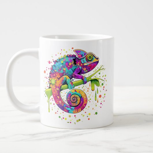 Chameleon Paint Stains Wasserfarbe Stil Jumbo-Tasse (Links)