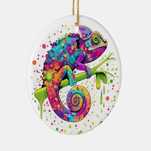 Chameleon Paint Stains Wasserfarbe Stil Keramik Ornament (Rechts)
