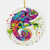 Chameleon Paint Stains Wasserfarbe Stil Keramik Ornament (Hinten)
