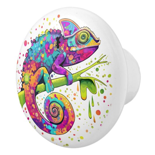 Chameleon Paint Stains Wasserfarbe Stil Keramikknauf (Rechts)