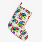 Chameleon Paint Stains Wasserfarbe Stil Kleiner Weihnachtsstrumpf (Vorderansicht (hängend))