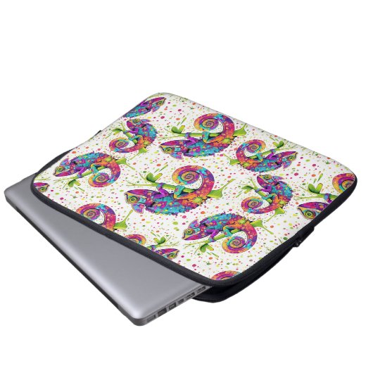 Chameleon Paint Stains Wasserfarbe Stil Laptopschutzhülle (Vorne Knopf)